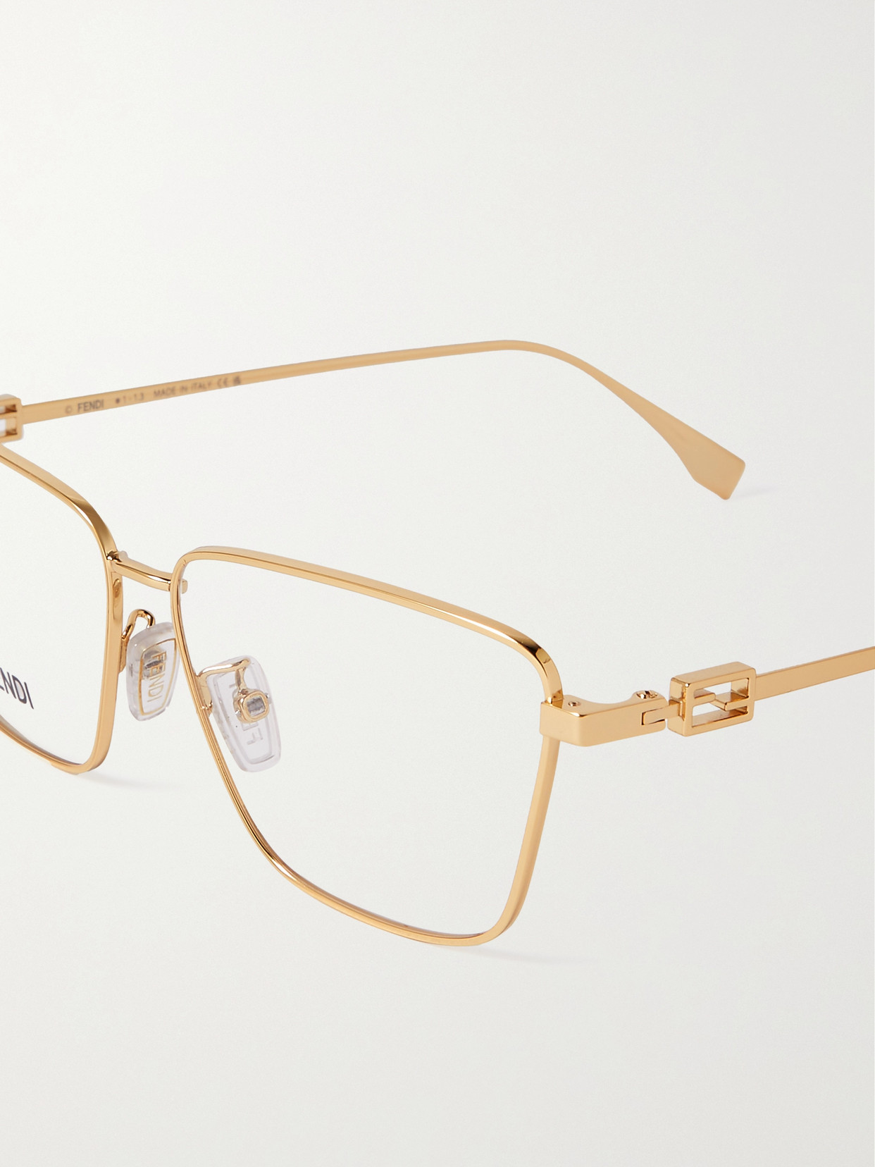 Fendi Baguette Square-framed Gold-tone Optical Glasses In Gold