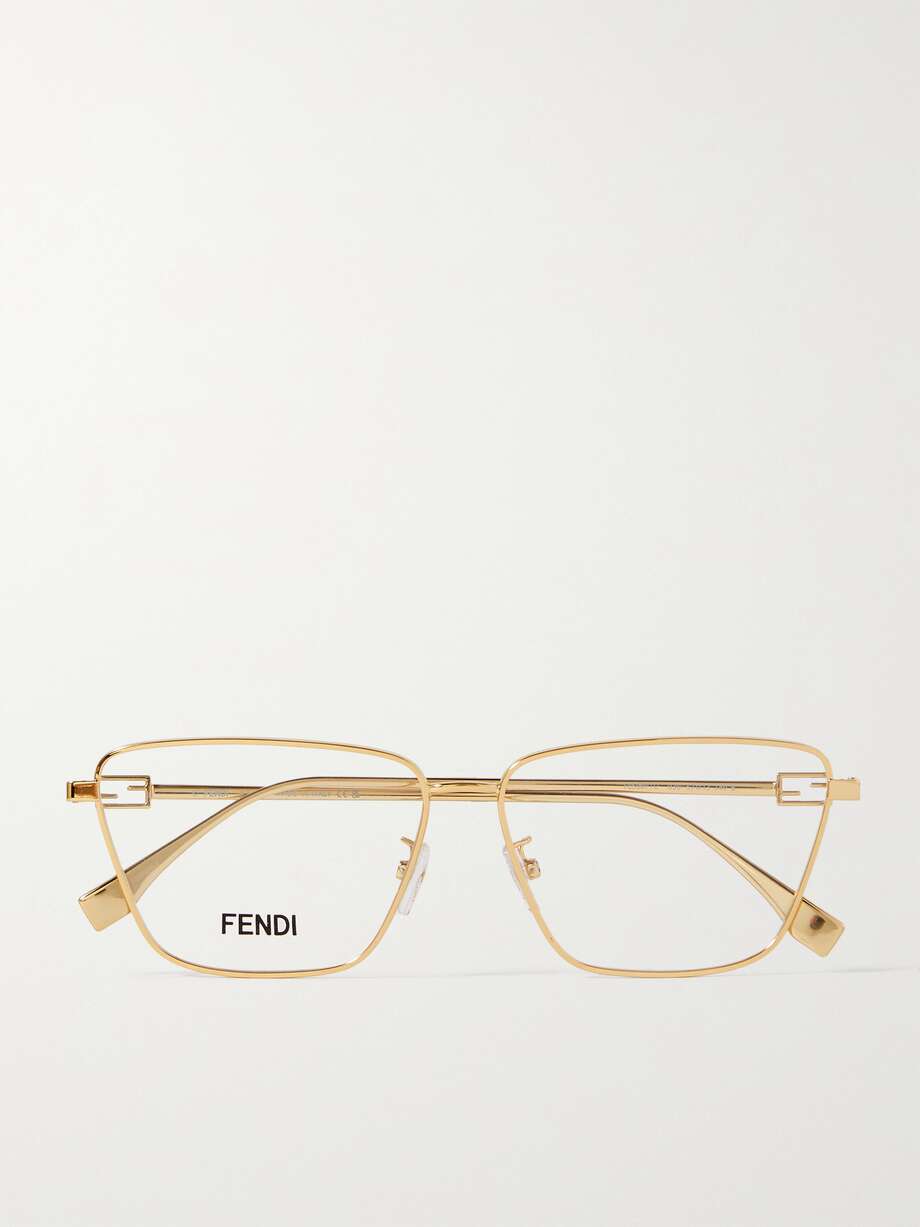 FENDI EYEWEAR Baguette 金色金属方框光学眼镜 | NET-A-PORTER