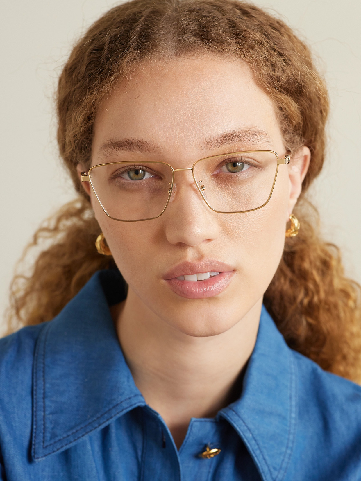 Fendi Baguette Square-framed Gold-tone Optical Glasses In Gold