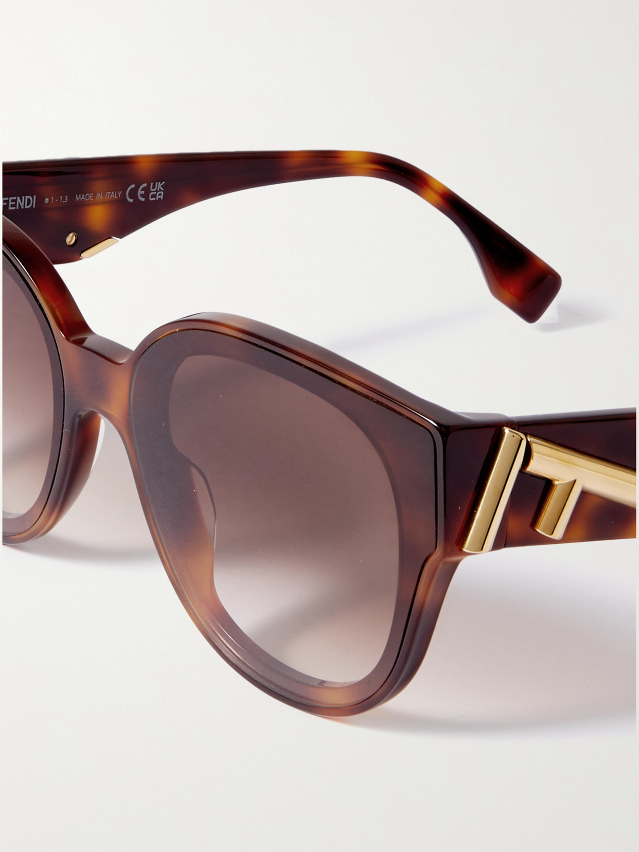 Shop Fendi First D-frame Embellished Tortoiseshell Acetate Sunglasses In Brown