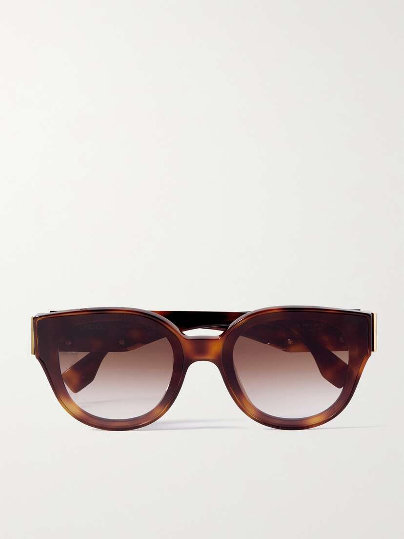 FENDI EYEWEAR First D-frame Embellished Tortoiseshell Acetate Sunglasses