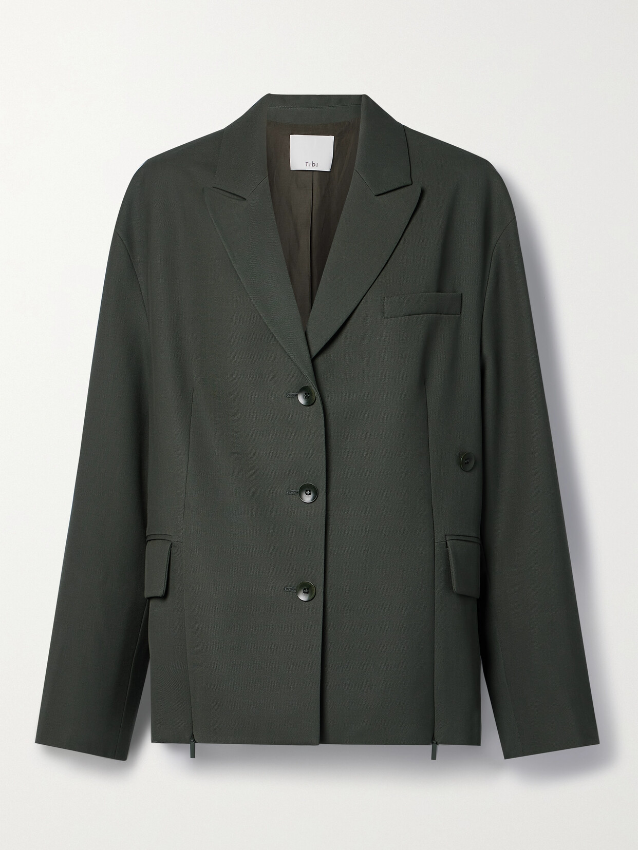 Tibi - Liam Zip-detailed Grain De Poudre Wool Blazer - Gray