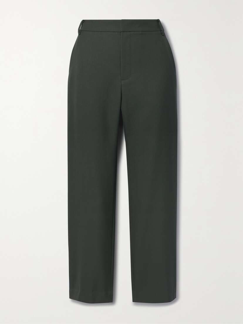 Tibi Lennon Grain De Poudre Wool Straight-leg Pants