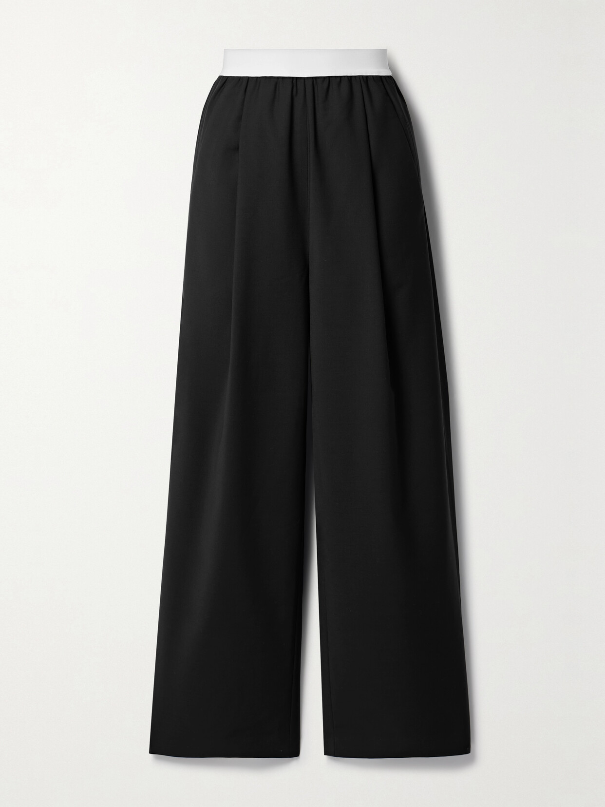 Shop Tibi + Net Sustain Marit Pleated Recycled Woven Wide-leg Pants In Black