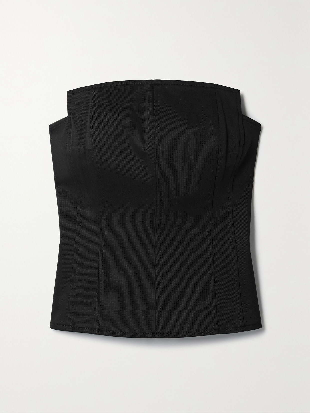 Tibi Chino Strapless Cotton-blend Twill Bustier Top In Black