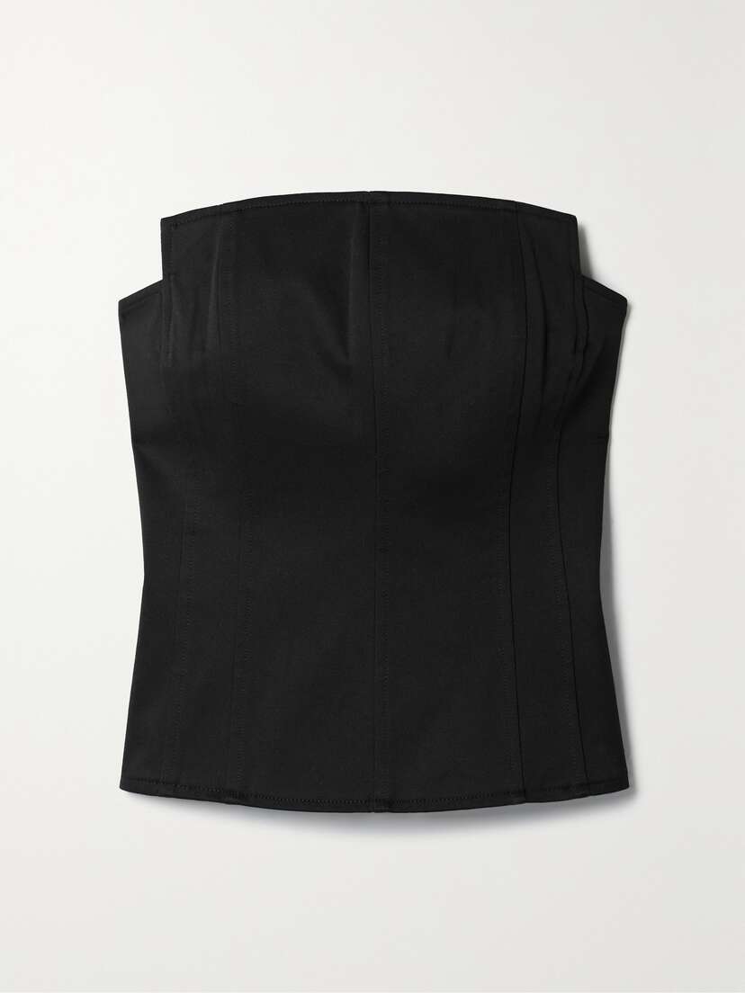 Tibi Chino Strapless Cotton-blend Twill Bustier Top