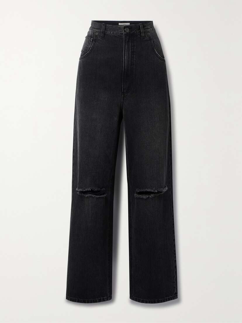 Tibi Ryder Distressed High-rise Wide-leg Jeans