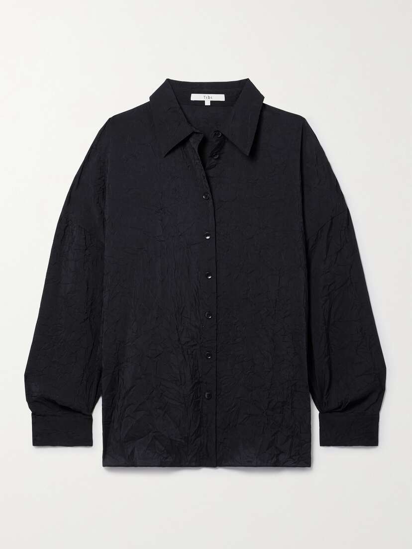 Tibi + Net Sustain Crinkled-poplin Shirt - x large