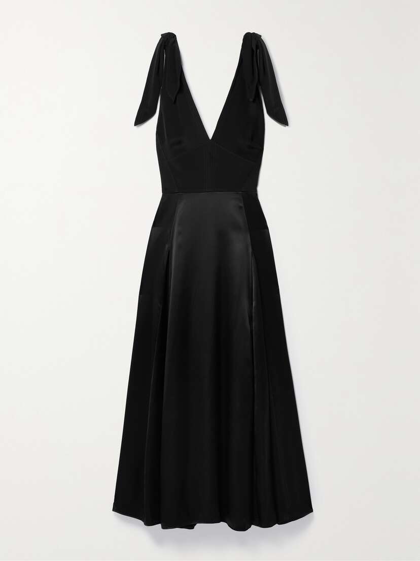 La Ligne Charlotte Tie-detailed Silk-chiffon And Satin Midi Dress