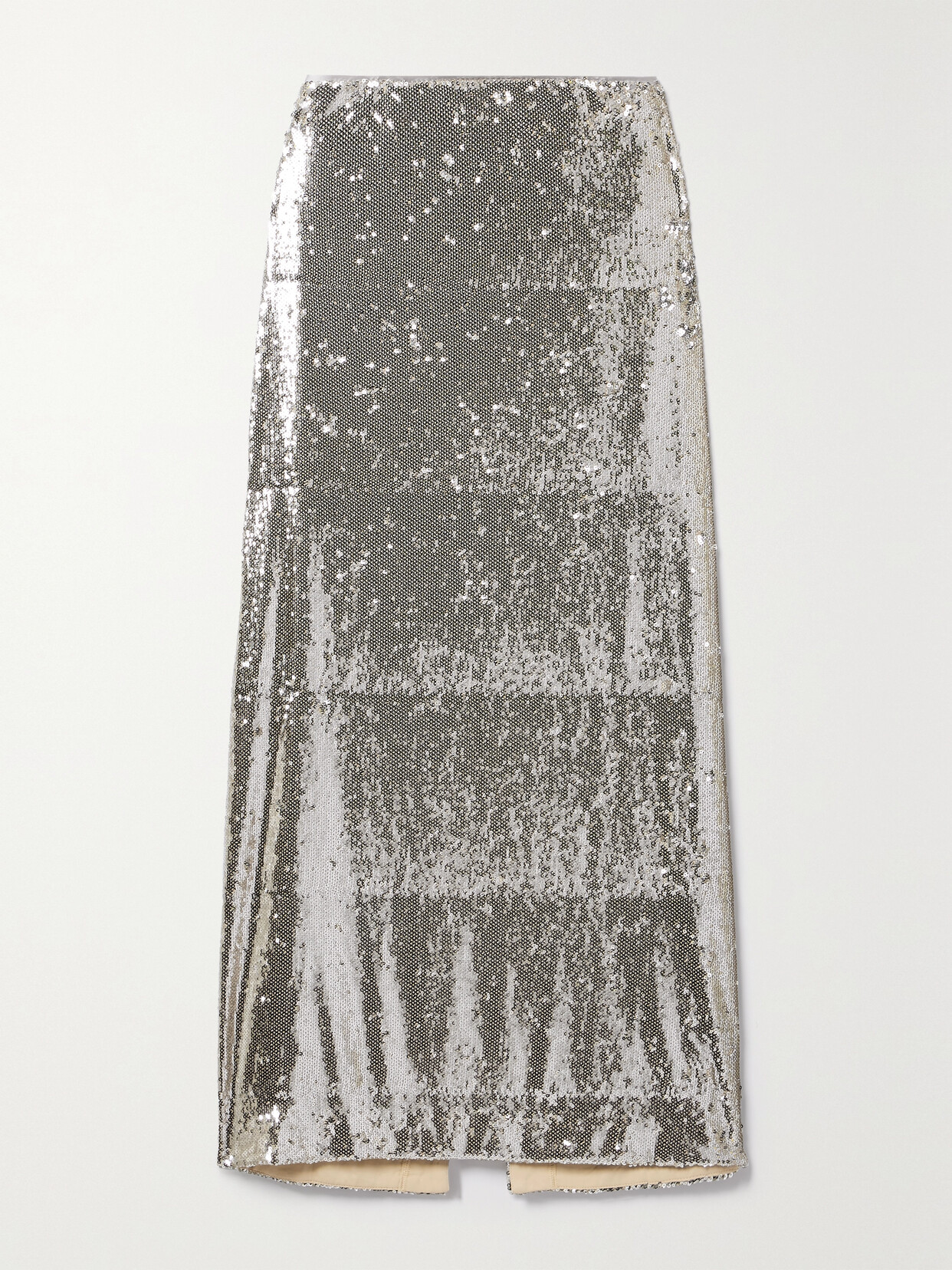 La Ligne Sequined Tulle Midi Skirt In Silver