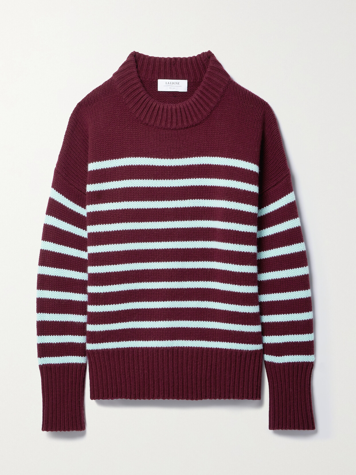 La Ligne Marin Striped Wool And Cashmere-blend Sweater In Purple