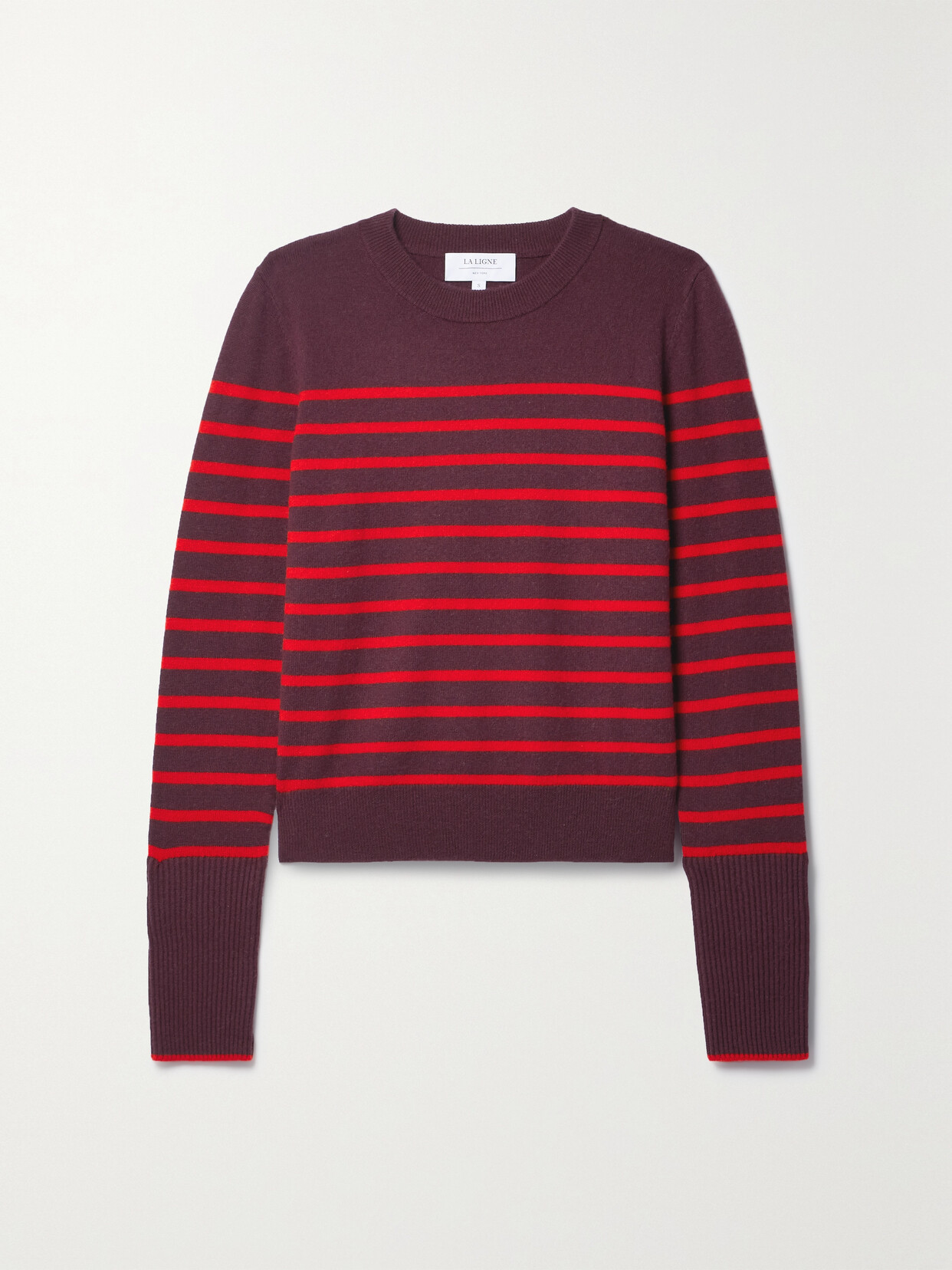 La Ligne Lean Lines Striped Cashmere Jumper In Purple