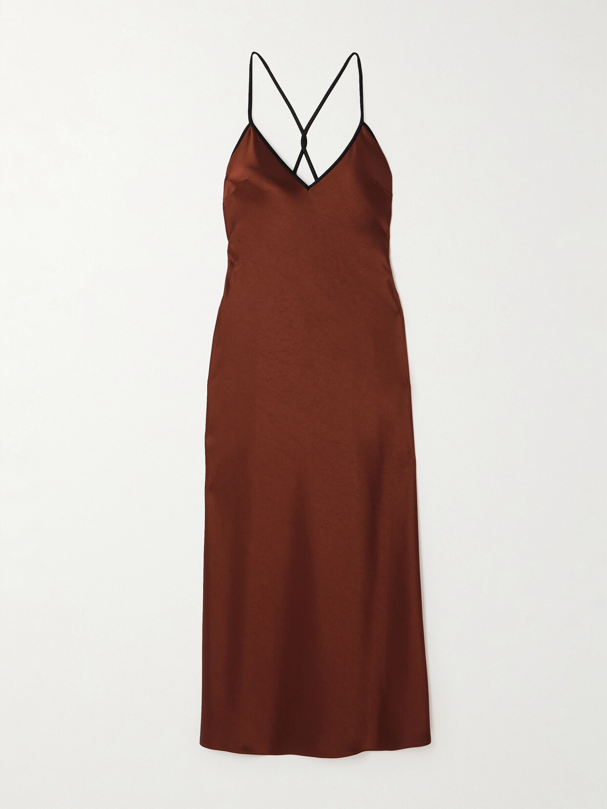 Shop La Ligne Boudoir Open-back Satin Maxi Dress In Brown