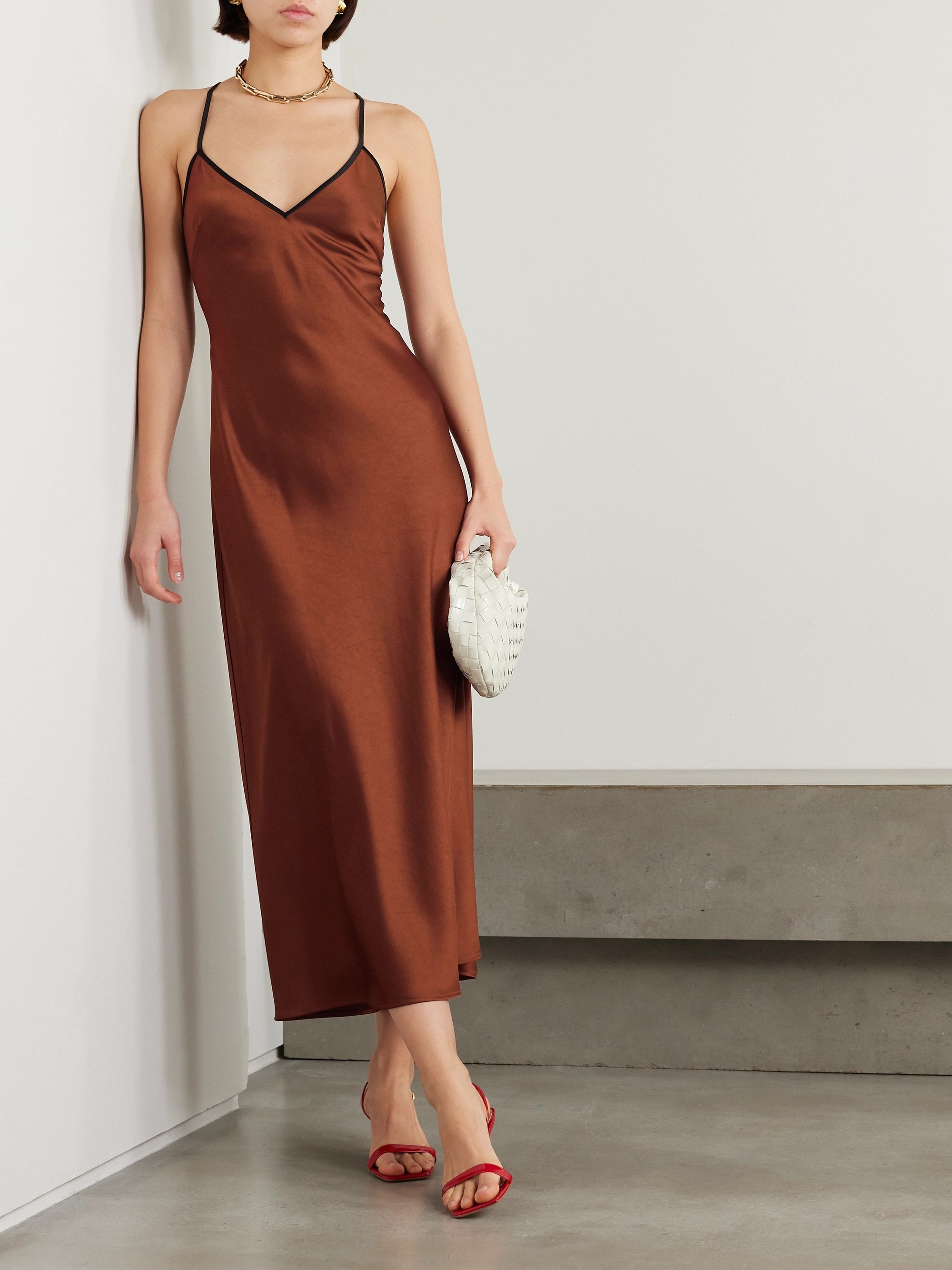 La Ligne Boudoir open-back satin maxi dress