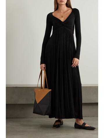 La Ligne Twist-front pleated stretch-jersey maxi dress