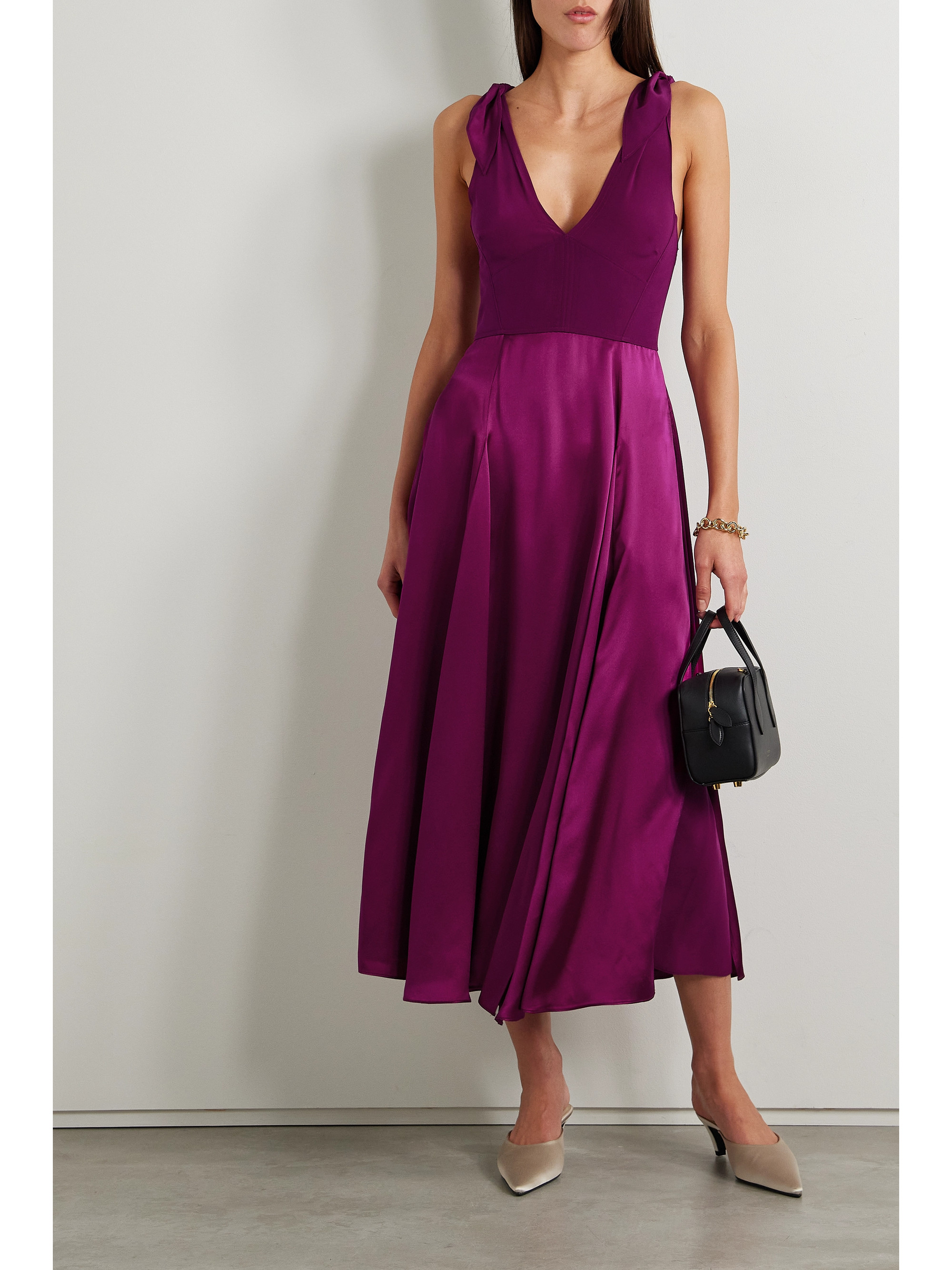 La Ligne Charlotte tie-detailed silk-chiffon and satin midi dress