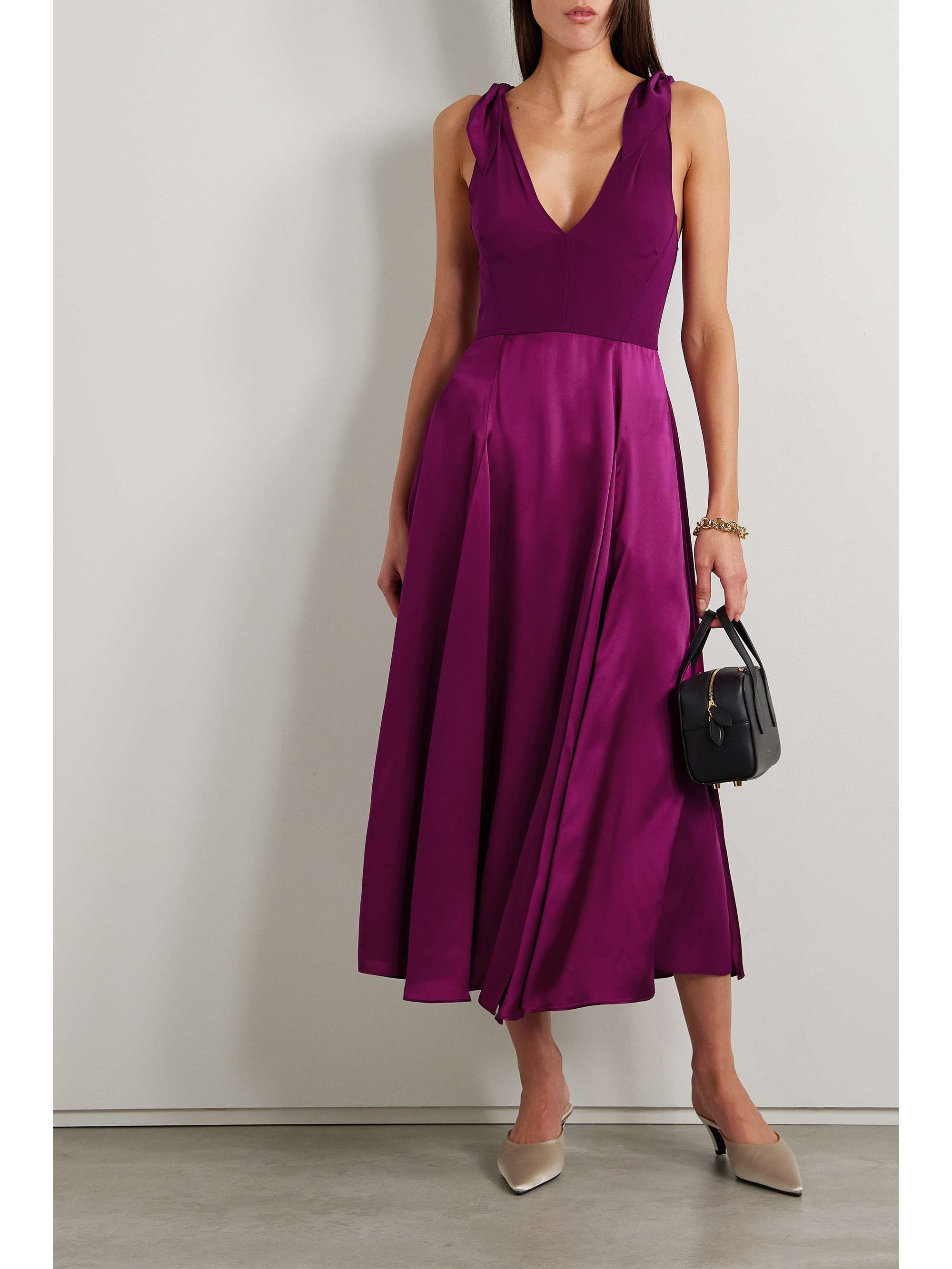 LA LIGNE Charlotte tie-detailed silk-chiffon and satin midi dress 
