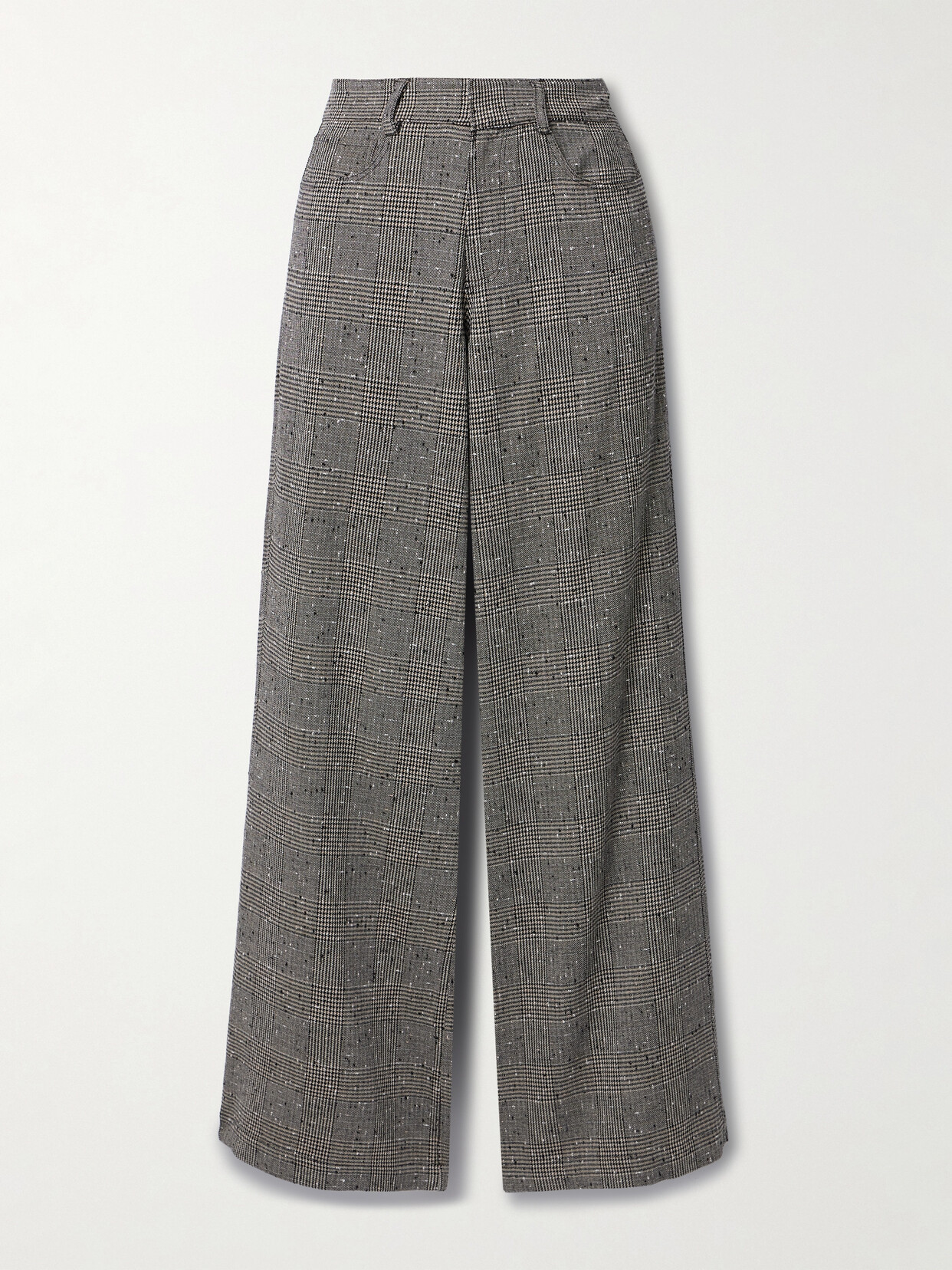 La Ligne Prince Of Wales Checked Woven Wide-leg Pants In Gray