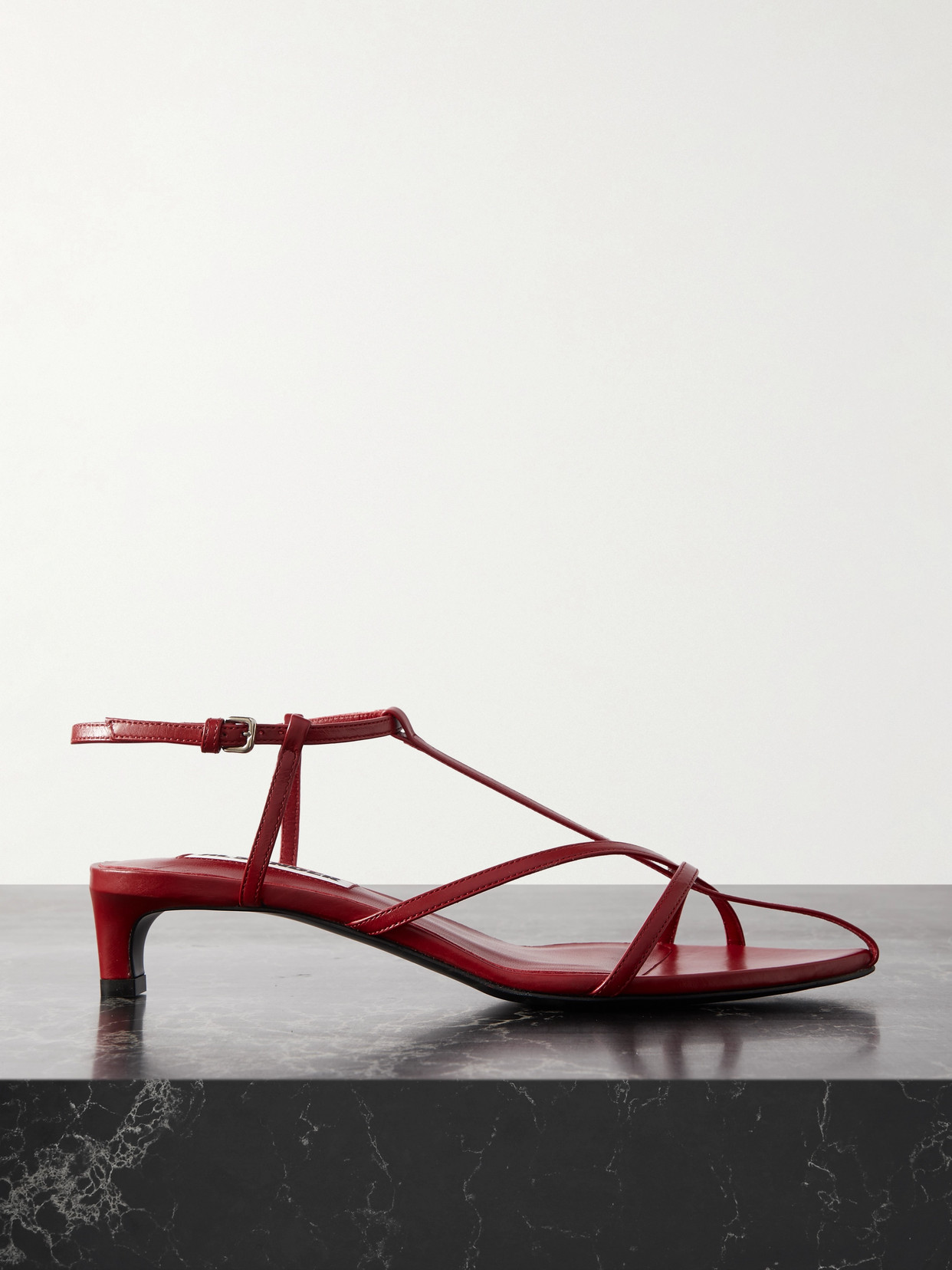 Jil Sander Leather Sandals In Red