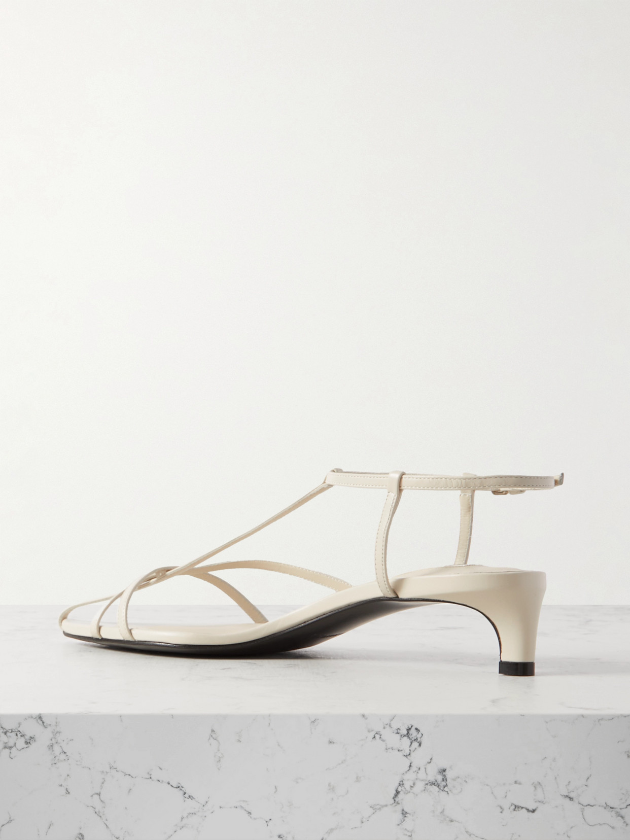 Shop Jil Sander Leather Slingback Sandals In Cream