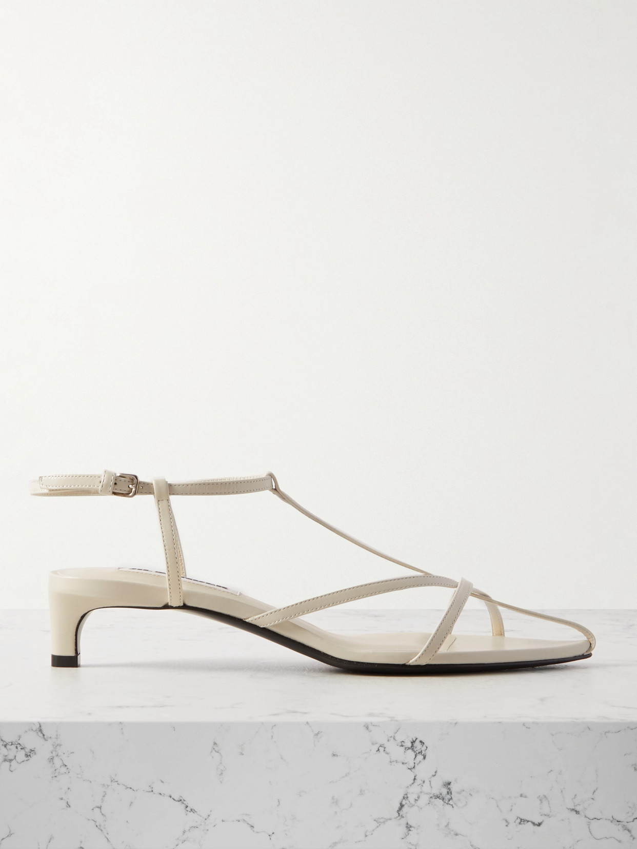 Jil Sander Leather Slingback Sandals In Cream