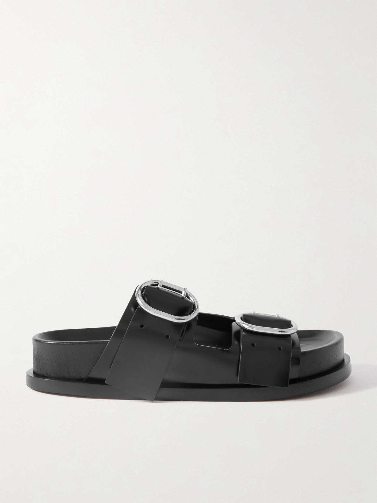 Jil Sander Leather Slides In Black