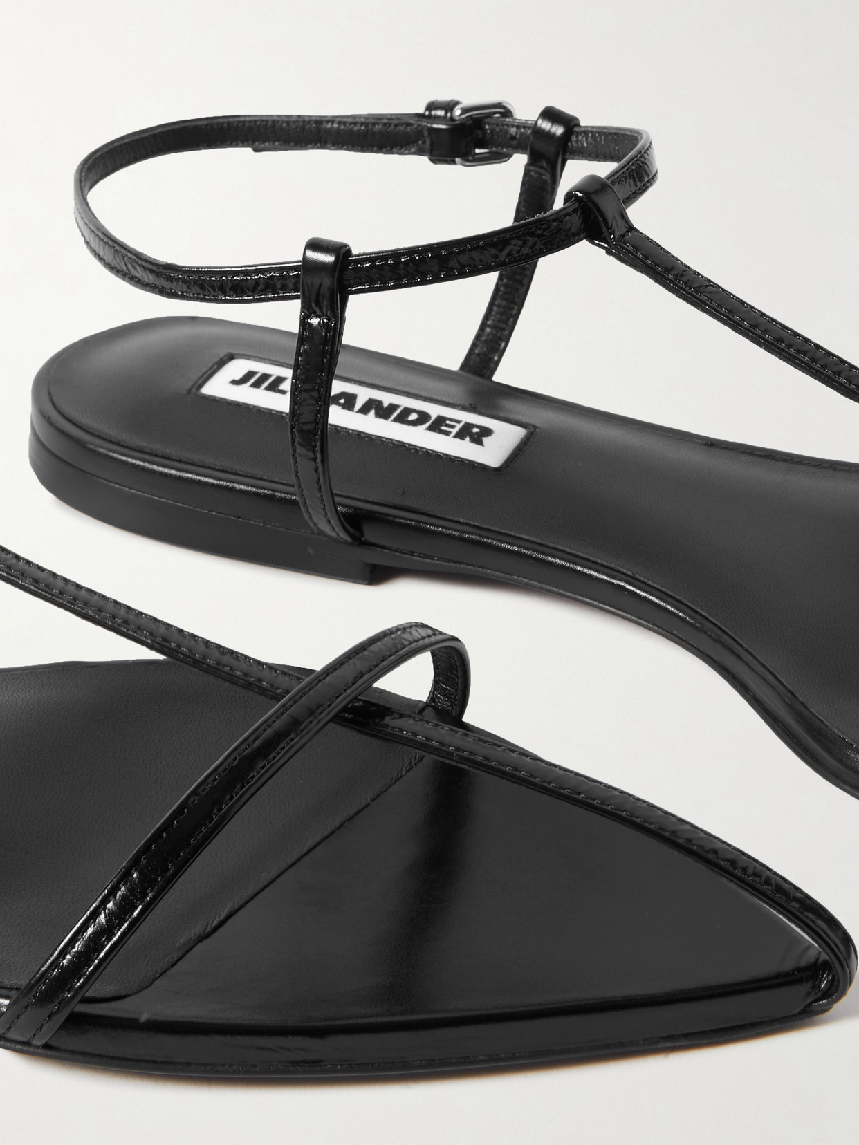 Jil Sander Women Black Sandals With Ankle Buckle Closure In Leather Woman