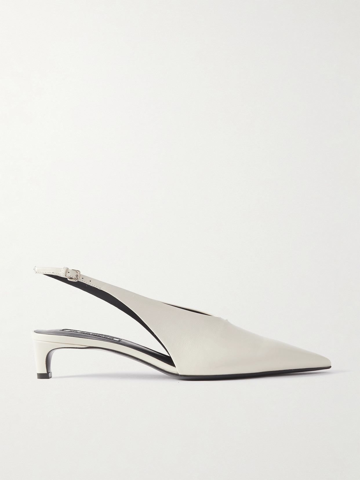 Jil Sander Leather Slingback Pumps In Cream