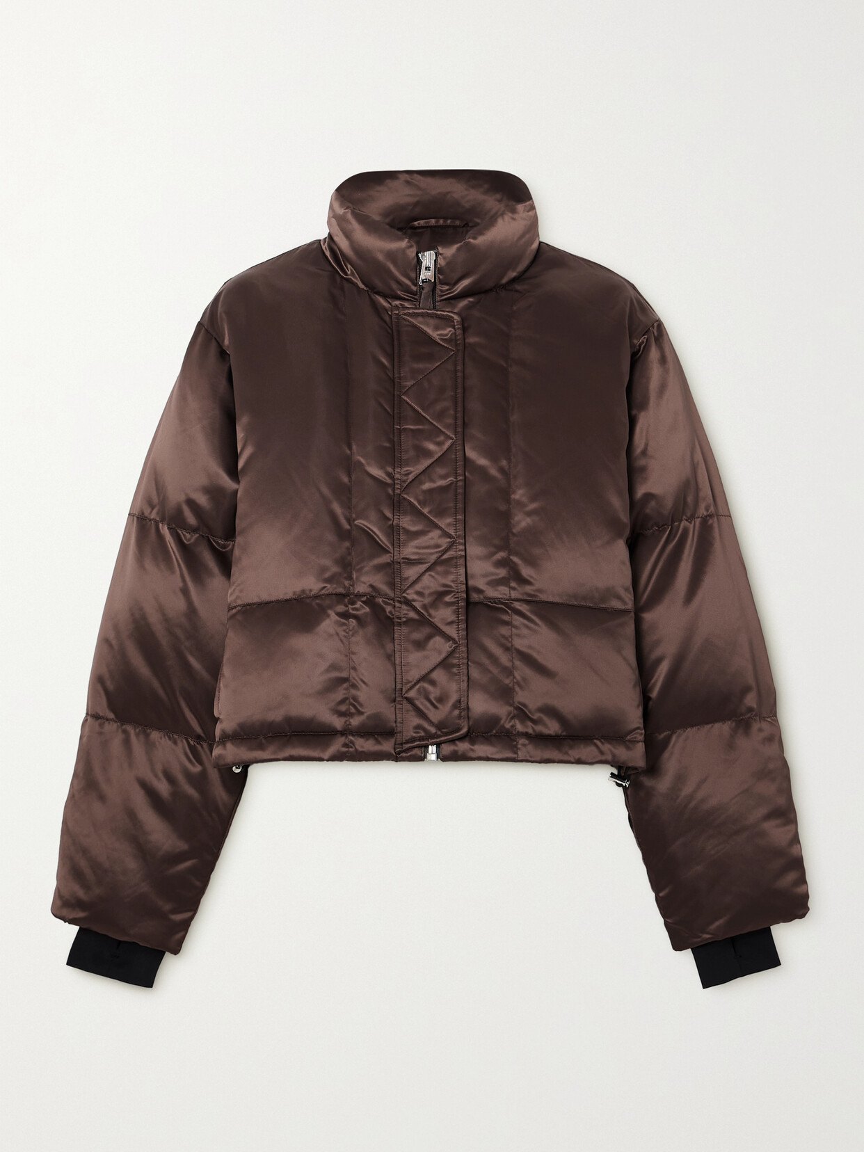 Shop Shoreditch Ski Club Roux Cropped Padded Shell Jacket In Brown