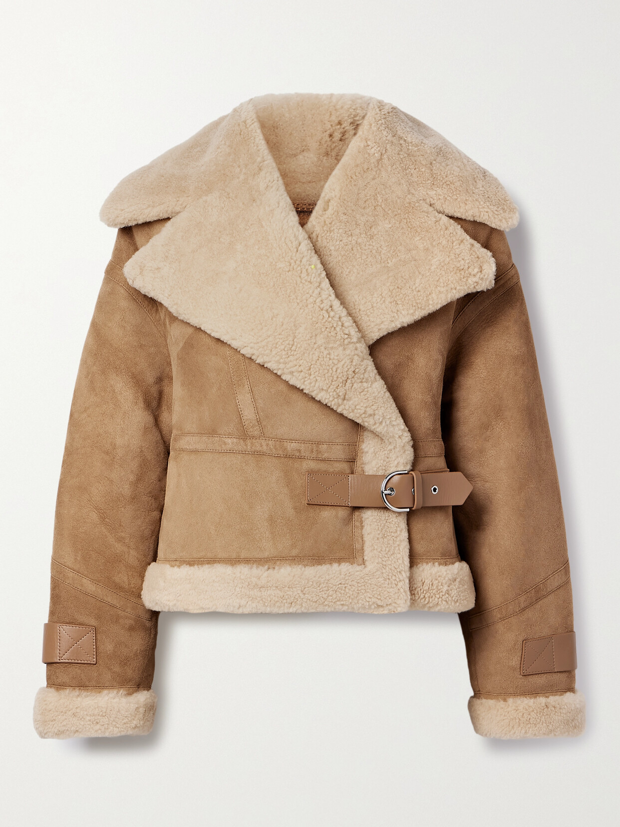 Shoreditch Ski Club - Daia Leather-trimmed Shearling Jacket - Brown