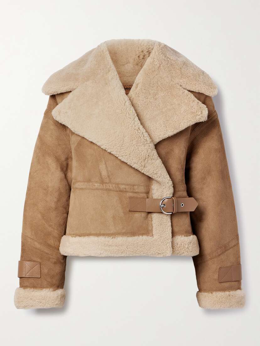 Shoreditch Ski Club Daia Leather-trimmed Shearling Jacket