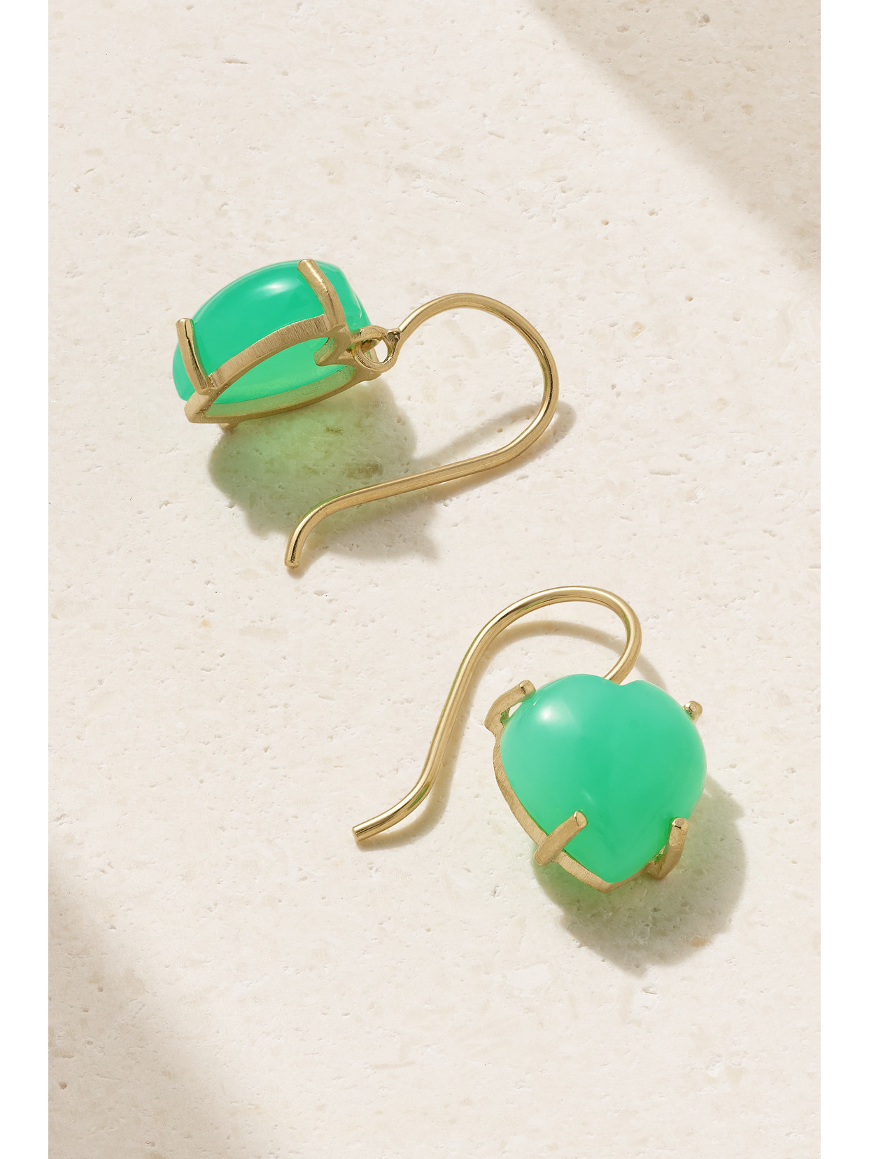 Shop Irene Neuwirth Love 18-karat Gold Chrysoprase Earrings In Green