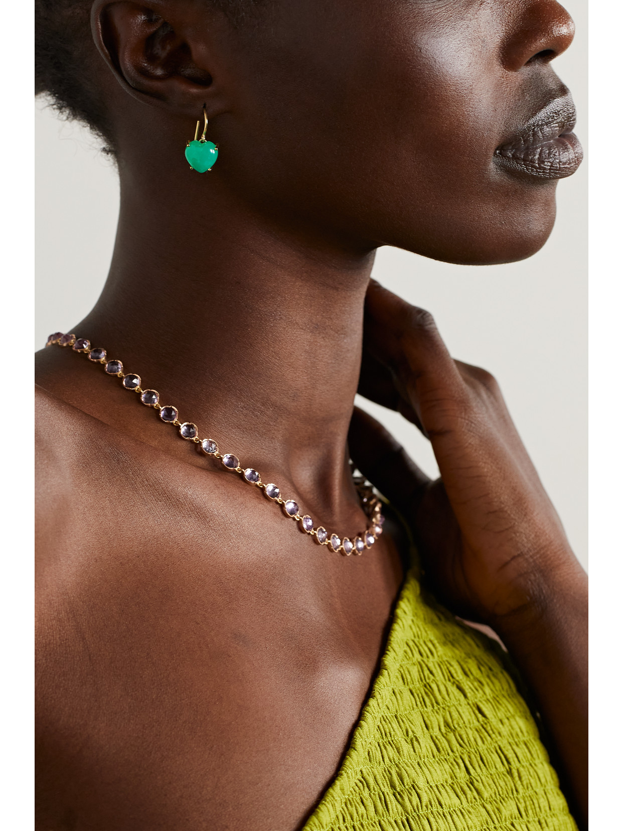 Shop Irene Neuwirth Love 18-karat Gold Chrysoprase Earrings In Green