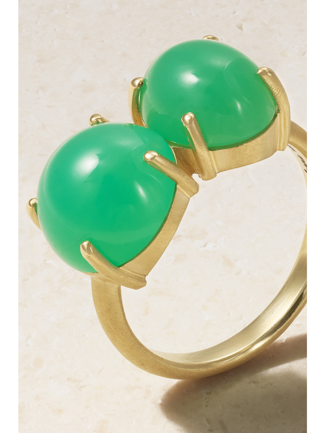 Shop Irene Neuwirth Classic 18-karat Gold Chrysoprase Ring In Green