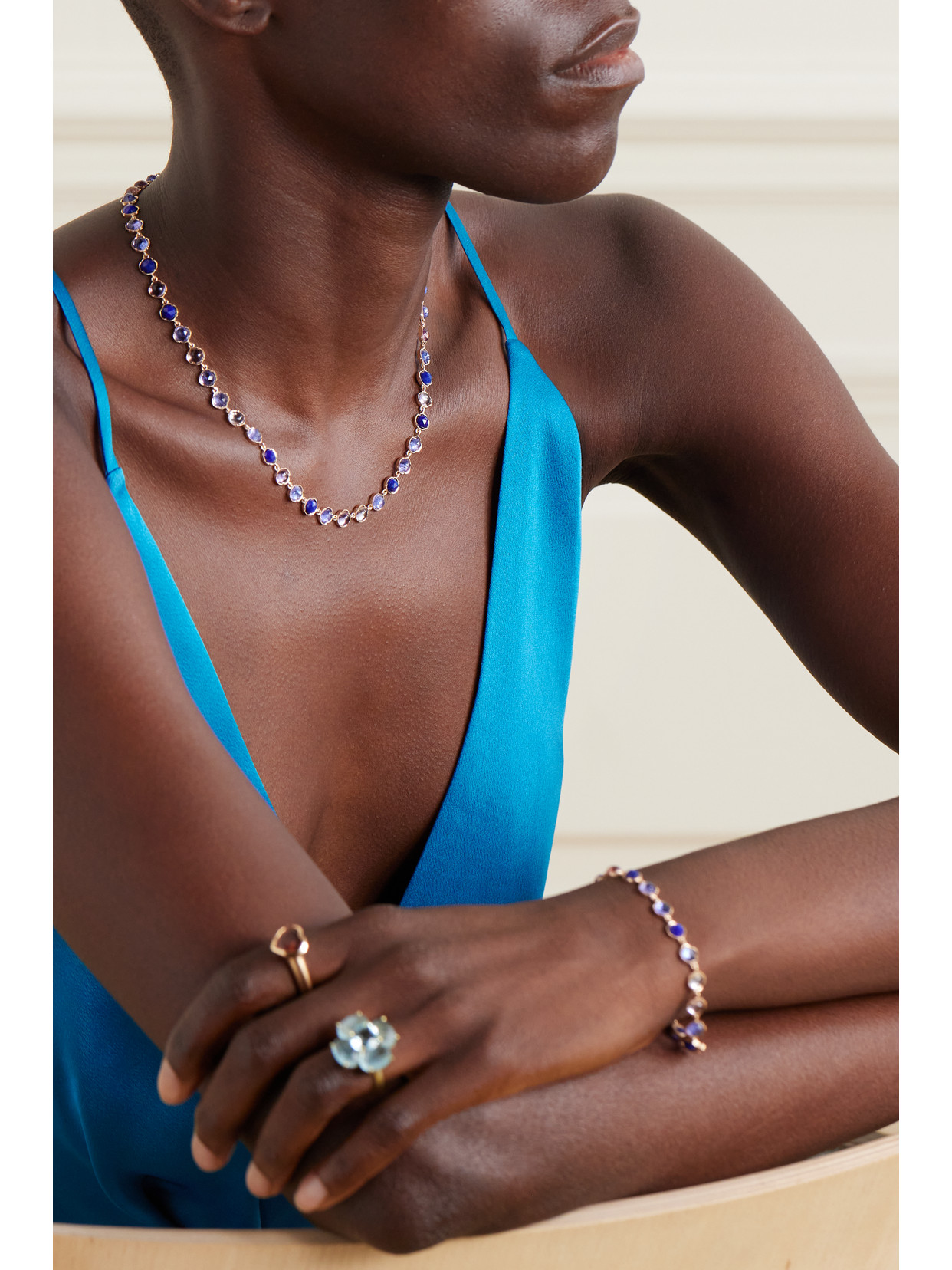 Irene Neuwirth Classic 18-karat Rose Gold Multi-stone Necklace In Purple