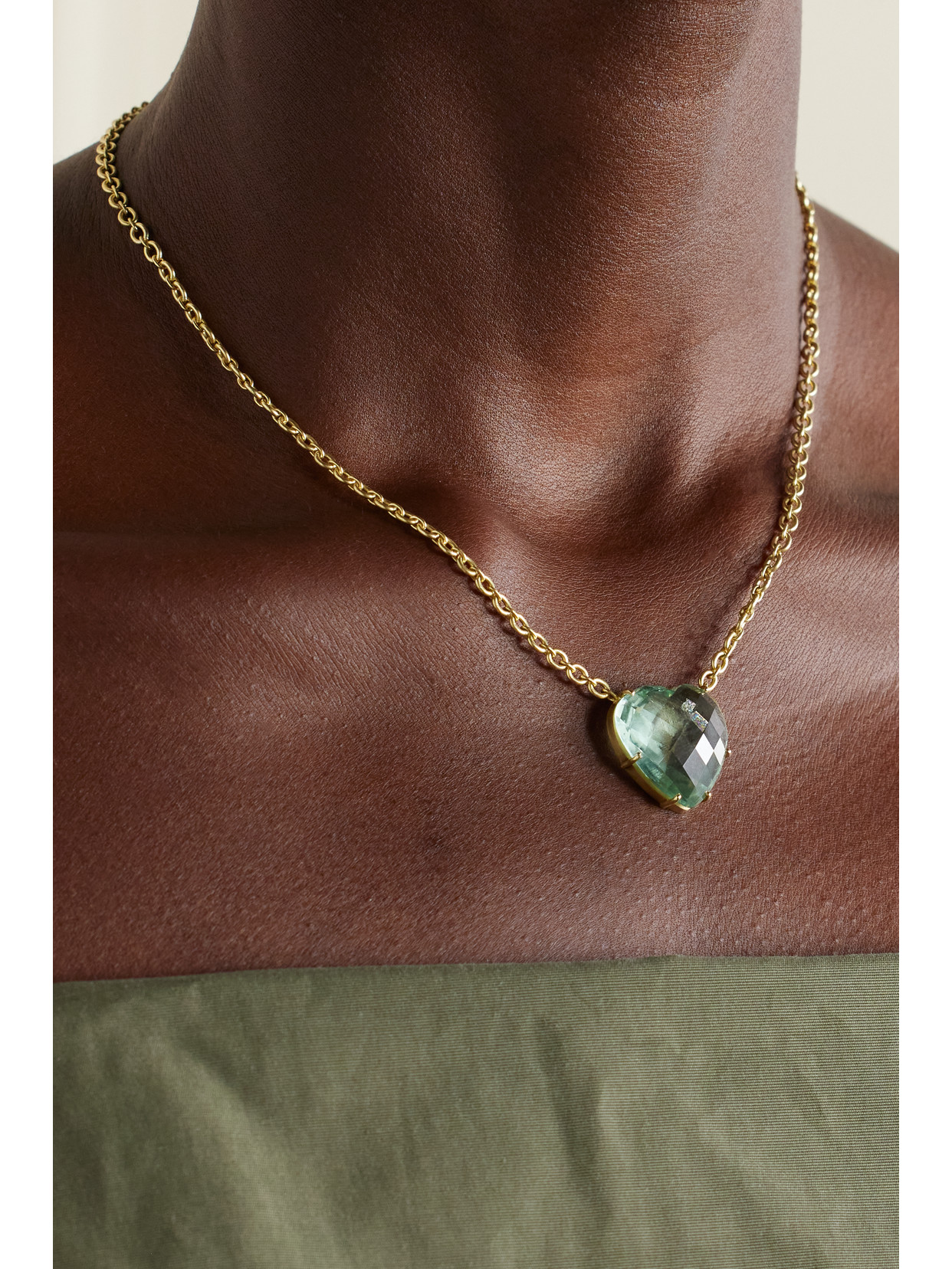 Shop Irene Neuwirth Love 18-karat Gold Beryl Necklace In Unknown