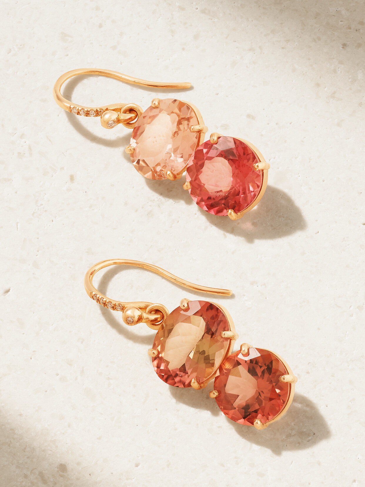 Irene Neuwirth Gemmy Gem 18-karat Rose Gold, Tourmaline And Diamond Earrings In Orange