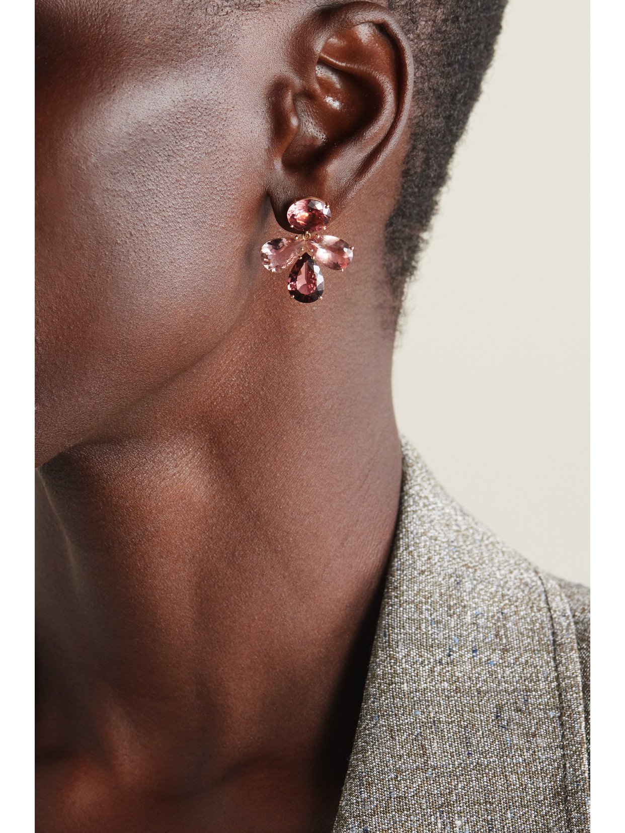 Shop Irene Neuwirth Gemmy Gem 18-karat Rose Gold Tourmaline Earrings In Pink