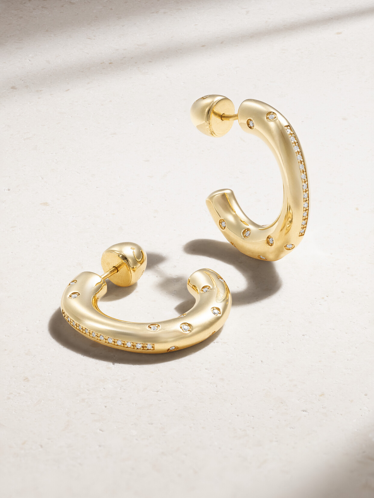 Lauren Rubinski 14-karat Gold Diamond Hoop Earrings