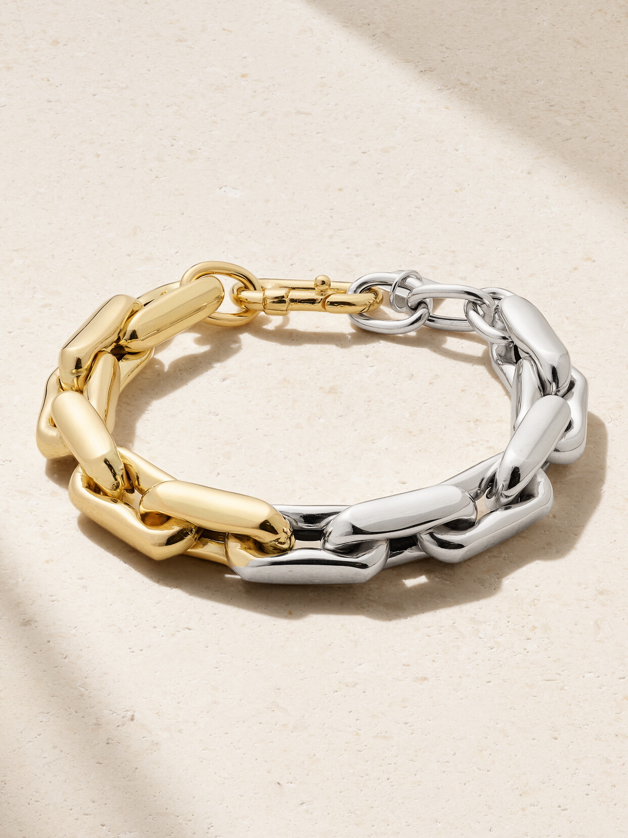 Shop Lauren Rubinski 14-karat Yellow And White Gold Bracelet