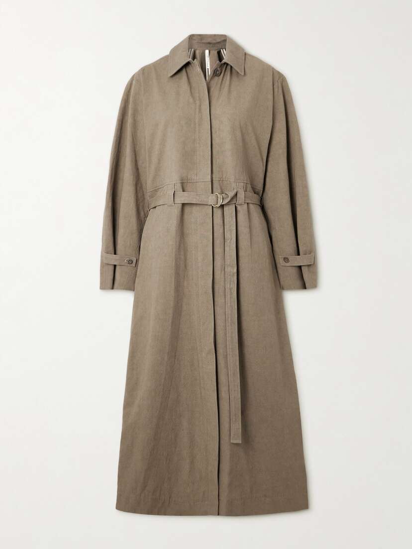Lauren Manoogian Belted Cotton And Linen-blend Trench Coat