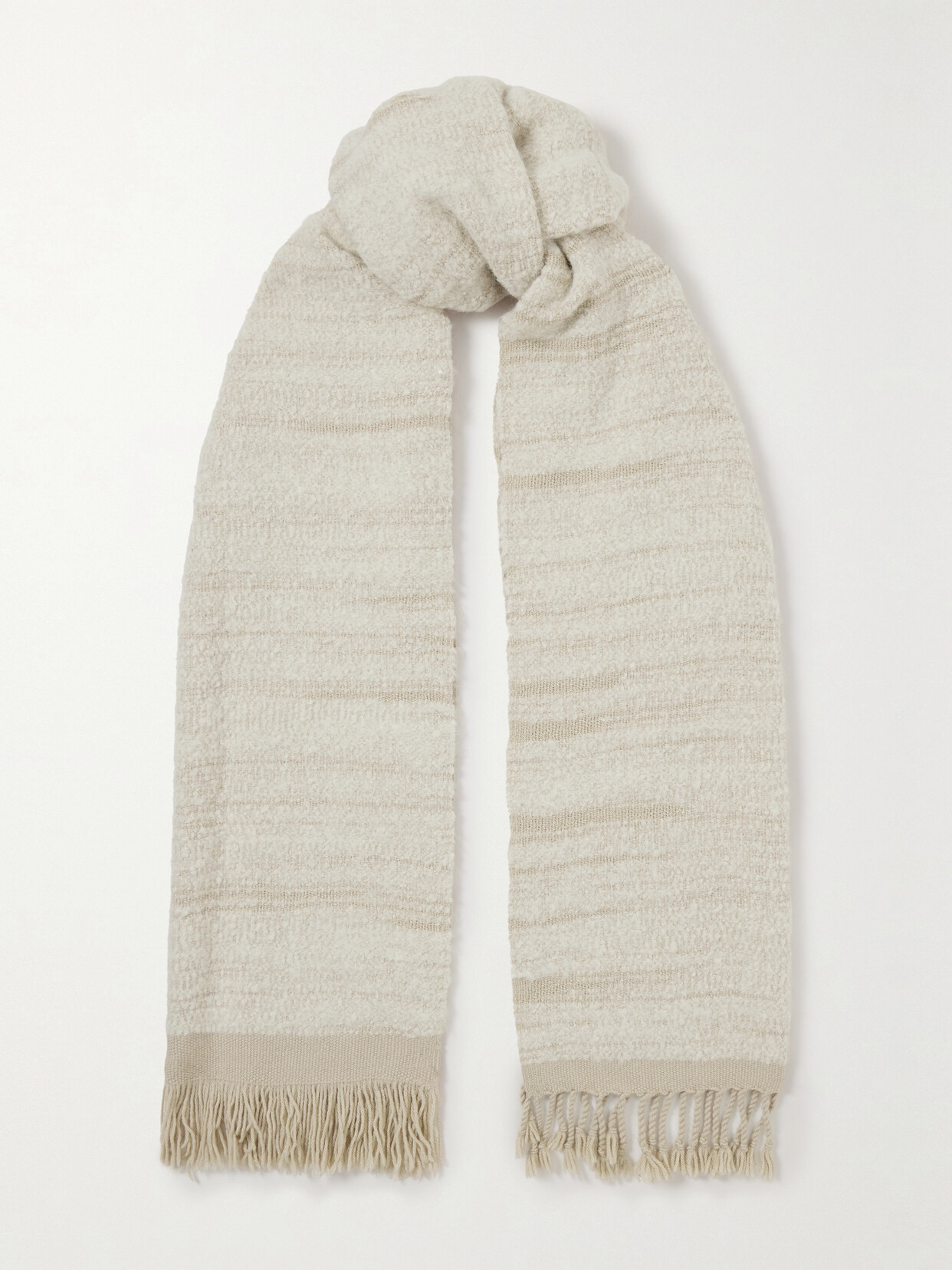 Lauren Manoogian - + Net Sustain Fringed Alpaca And Wool-blend Bouclé Scarf - Cream