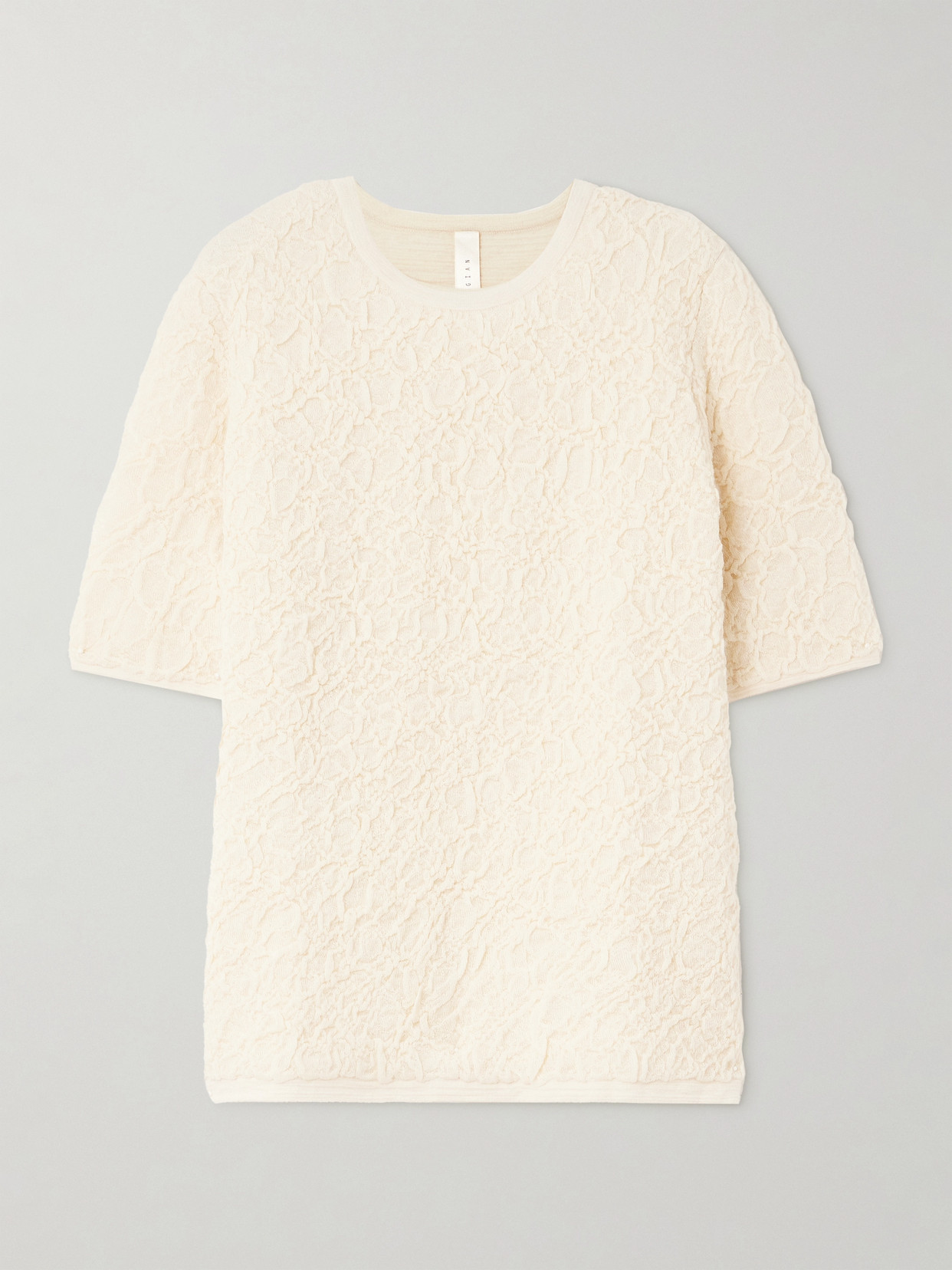 Lauren Manoogian + Net Sustain Stretch-alpaca Cloqué Sweater In Cream