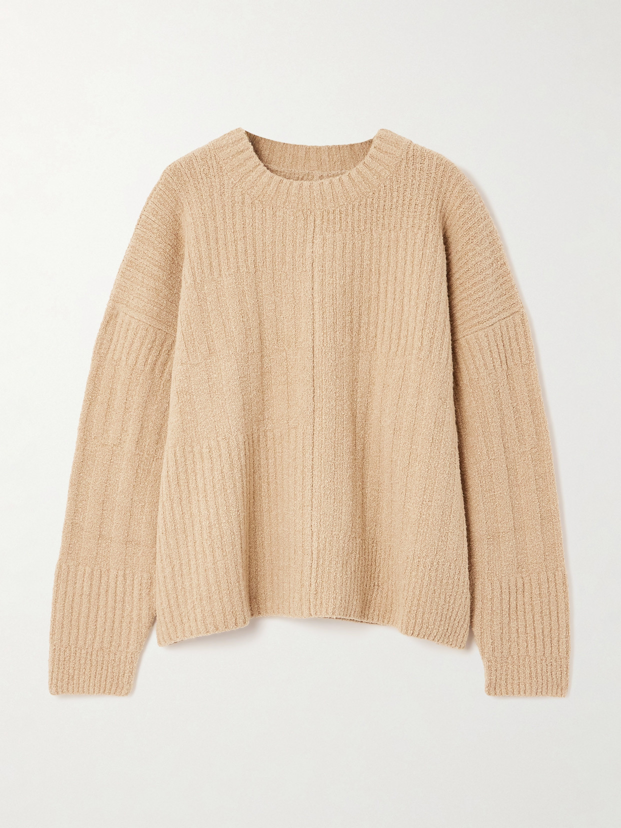 Lauren Manoogian Collage Ribbed Pima Cotton-blend Bouclé Sweater - Neutrals