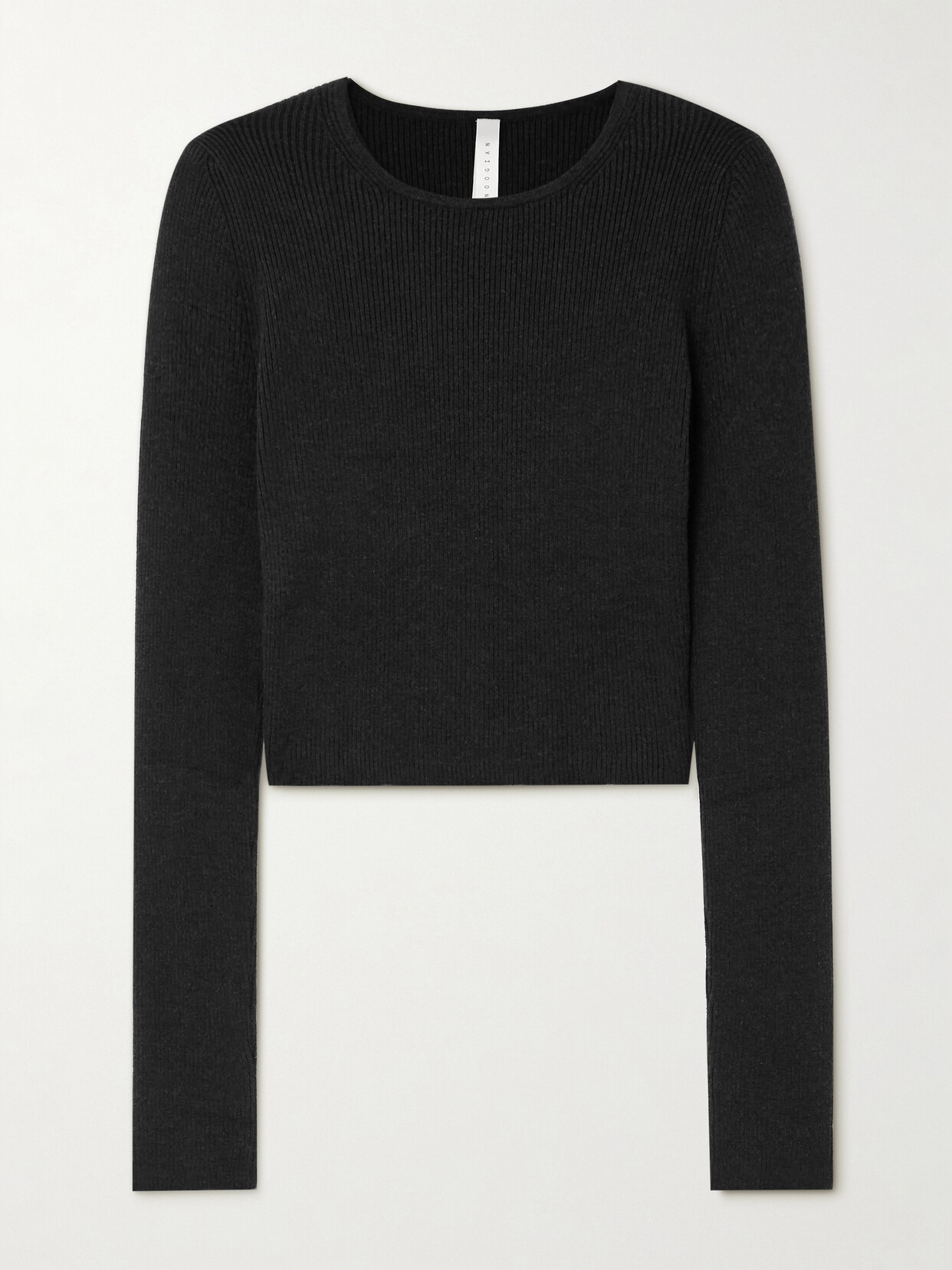 Lauren Manoogian Cropped Ribbed Stretch-pima Cotton Top In Charcoal