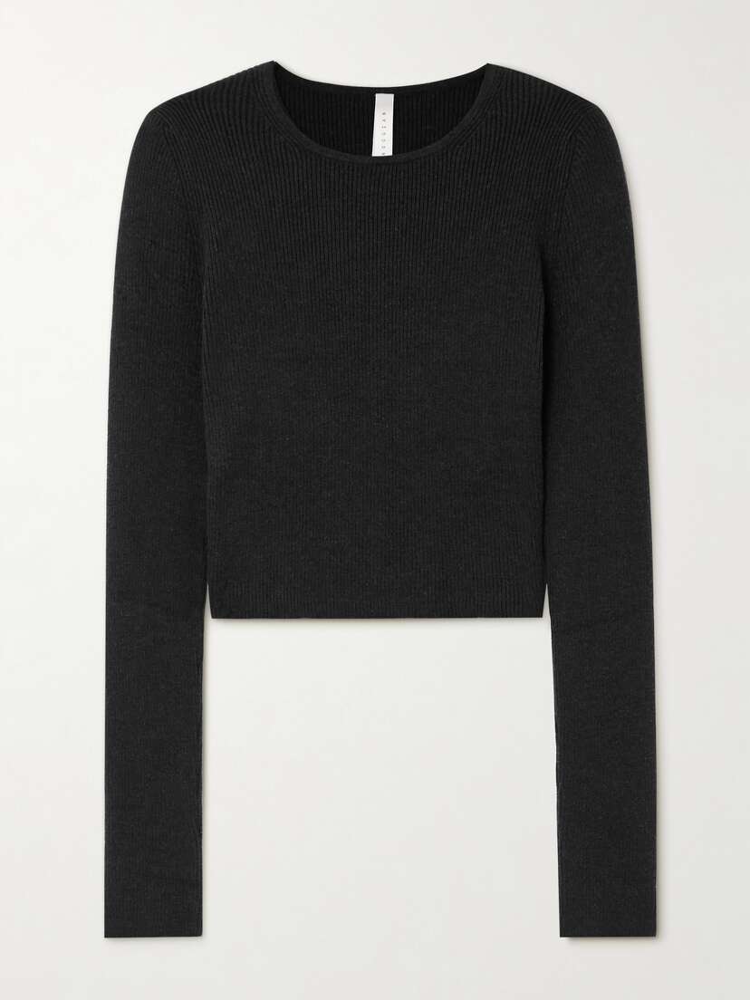 Lauren Manoogian Cropped Ribbed Stretch-pima Cotton Top