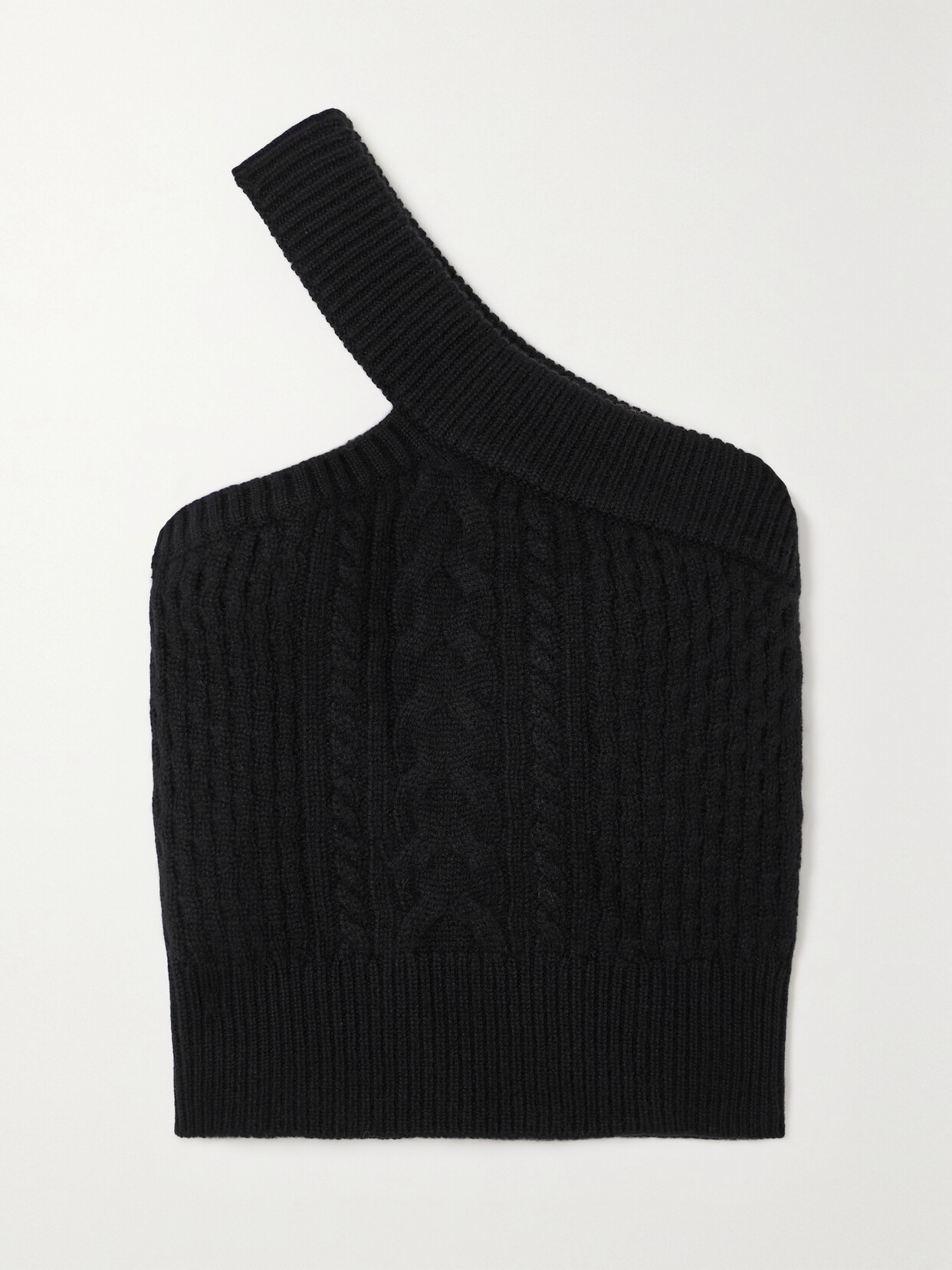 LISA YANG - Hilde One-shoulder Cable-knit Cashmere Top - Black