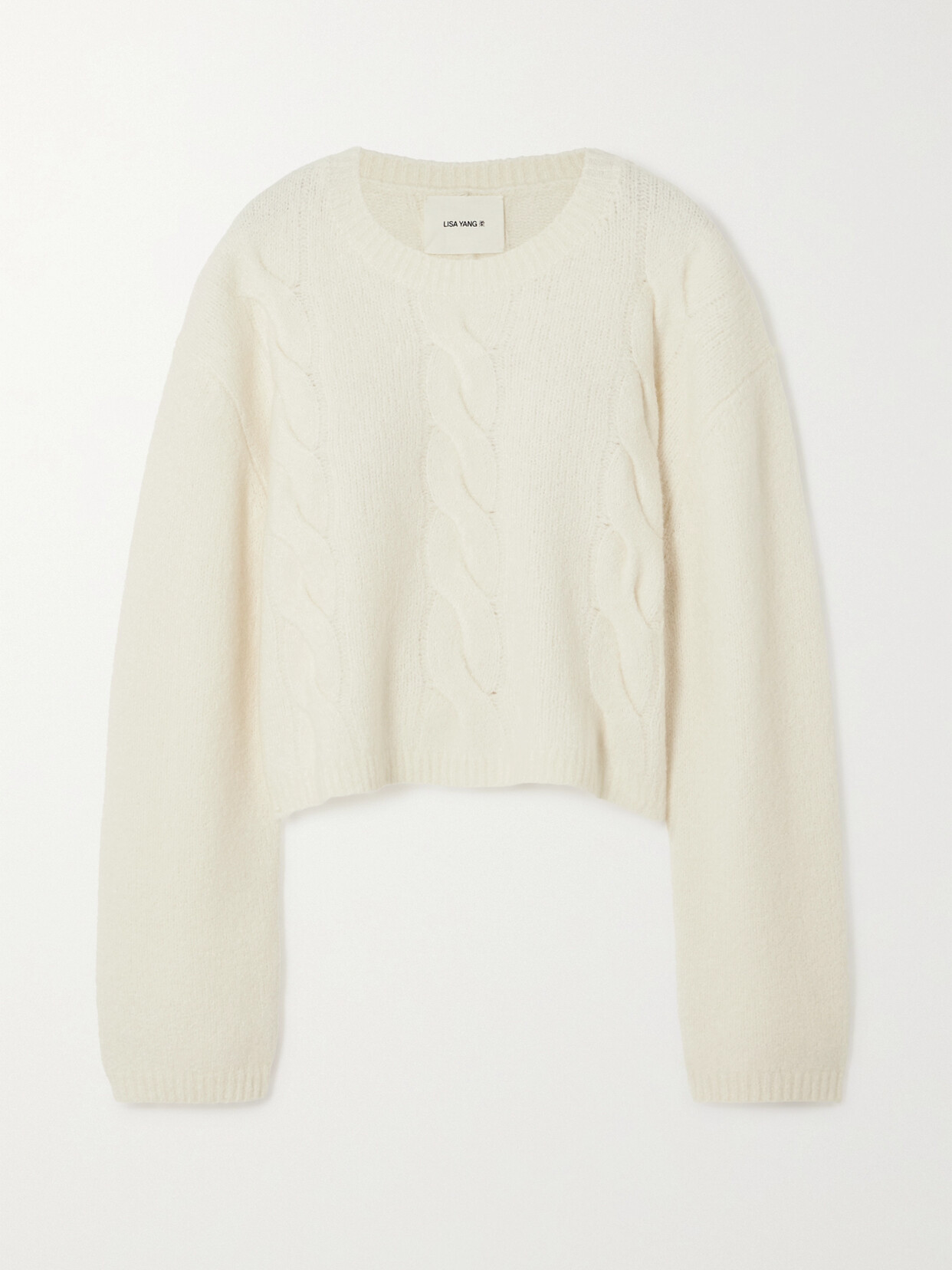 Lisa Yang Hannah Cropped Cable-knit Cashmere-blend Sweater In Cream