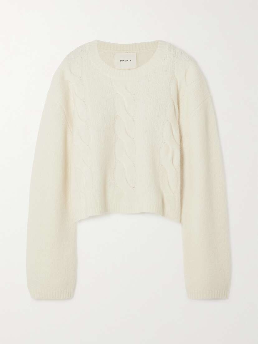 Lisa Yang Hannah Cropped Cable-knit Cashmere-blend Sweater