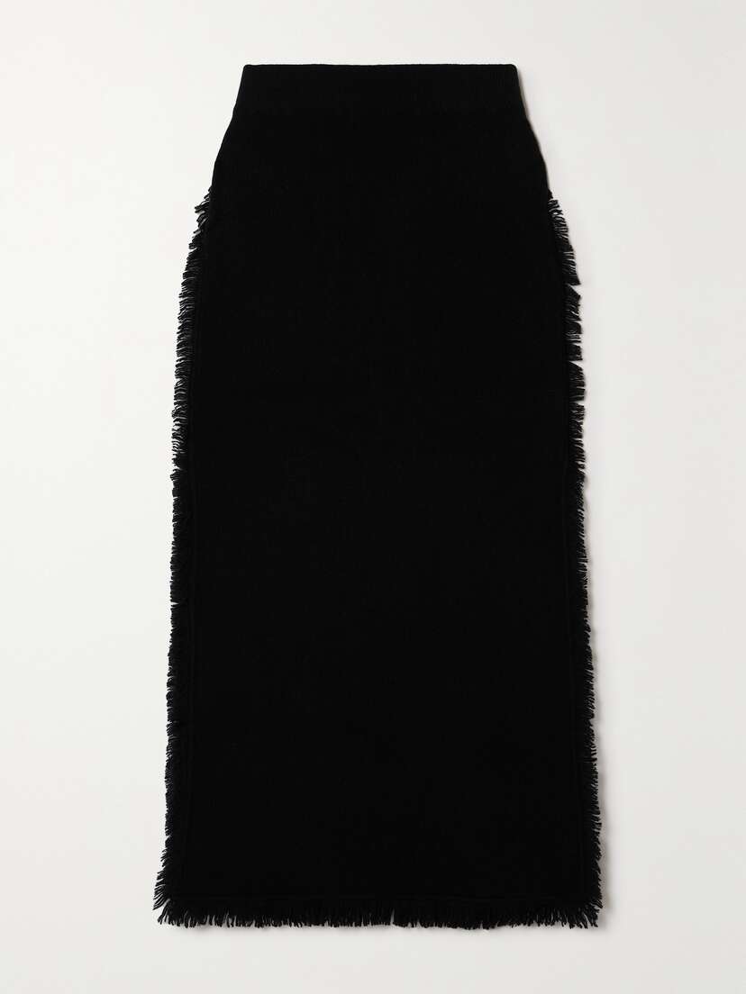 Lisa Yang Jin Frayed Cashmere Midi Skirt